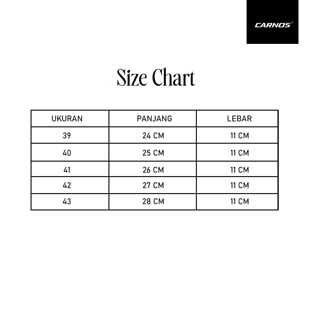 Parkir Size Chart Sepatu